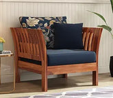 ONIJA  One Seater Sofa for Livingroom - Wooden Sofa Set for Home - Sheesham Wood 1 Seater Sofa for Office - Couch for Bedroom - HONEY FINISH